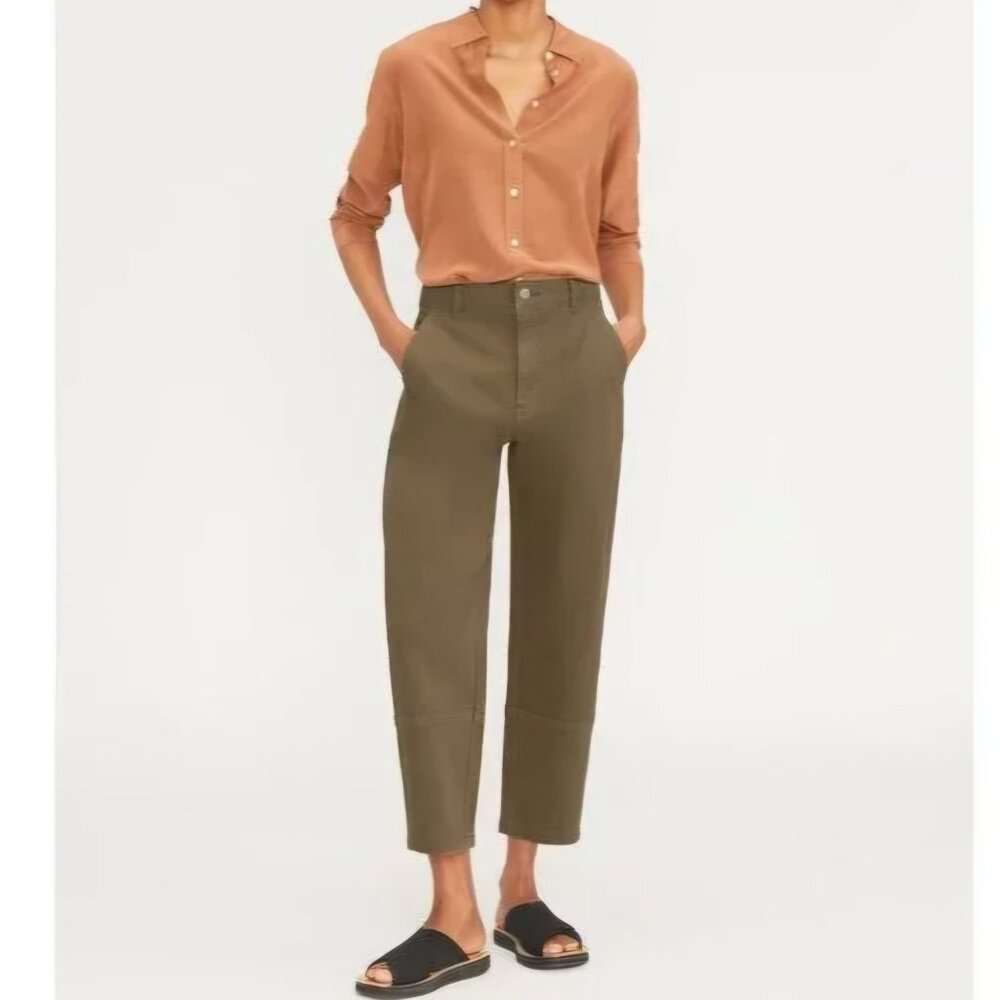 Everlane The Utility Barrel Pant Moss Green High Rise Ankle Crop Size 16